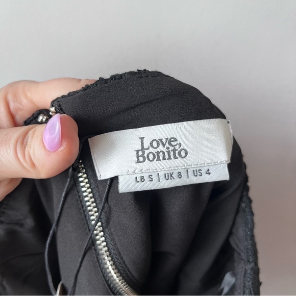 Love Bonito Black Textured Xibrey Padded Bustier Top 4 / S NWT - Picture 7 of 9